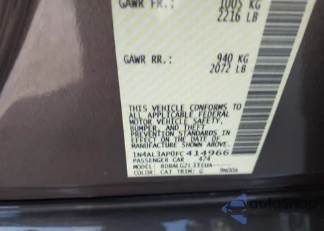 2015 Nissan Altima 2.5/2.5 S/2.5 Sl/2.5 Sv from USA, damaged, VIN 1N4AL3AP0FC414966